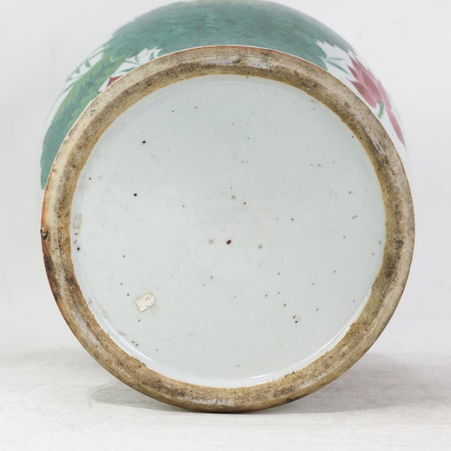 Antique Chinese Famille Rose Porcelain Ginger Jar With Lotus Pond and Water Lily Motif For Sale - Image 9 of 17