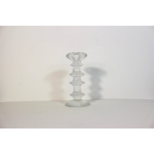 Stunning clear glass candle holder designed by Timo Sarpaneva for Iittala Festivo Italaska in Finland. In excellent...