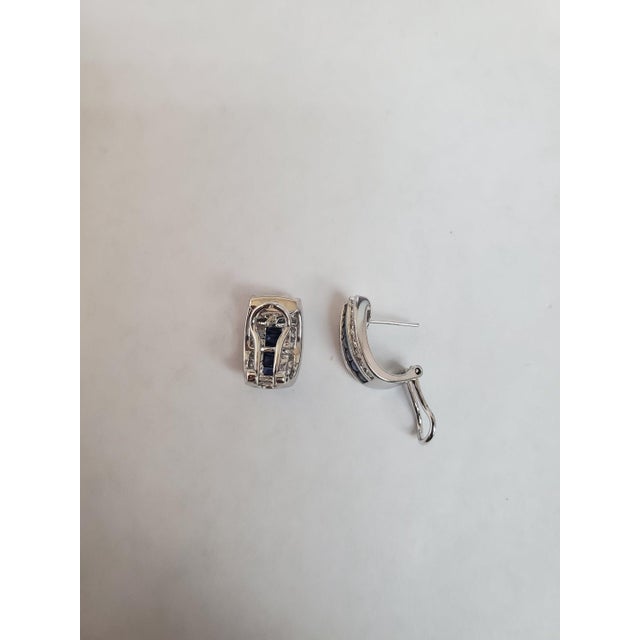 Sapphire Diamond Statement Earrings 2.52cttw 14k White Gold, 2 Pieces For Sale In Los Angeles - Image 6 of 6