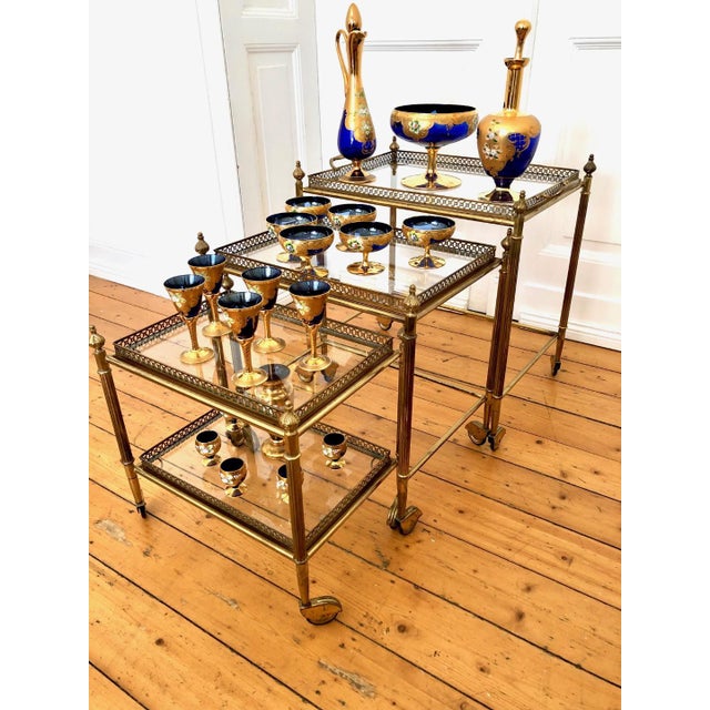 Art Deco Style Nesting Tables in Brass, 1950s, Set of 3 For Sale - Image 6 of 11