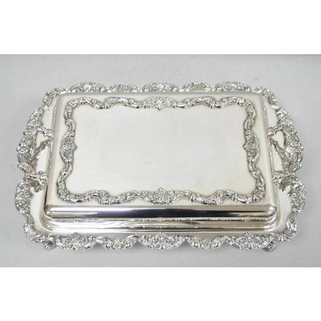Victorian Vintage Poole Silver Plated Footed Covered Vegetable Serving Dish Platter W/ Lid For Sale - Image 3 of 18