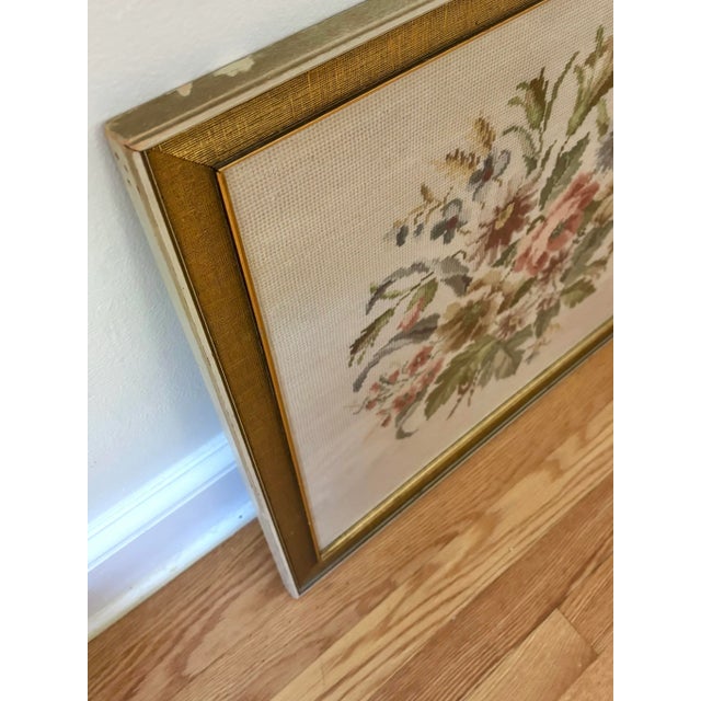 Late 20th Century Late 20th Century Floral Needlepoint Textile, Framed For Sale - Image 5 of 7
