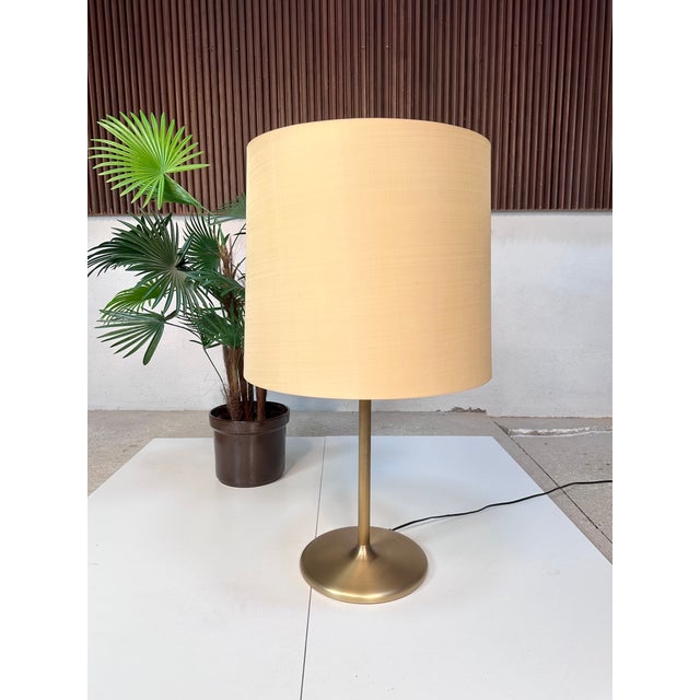 Table Lamp with Brass Base and Silk Shade by Swiss Lamps International, Zurich, 1970s For Sale - Image 9 of 14