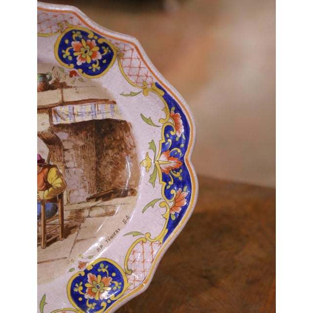 White 19th Century French Desvres Faience Platter With Tavern Scene Signed Teniers For Sale - Image 8 of 12