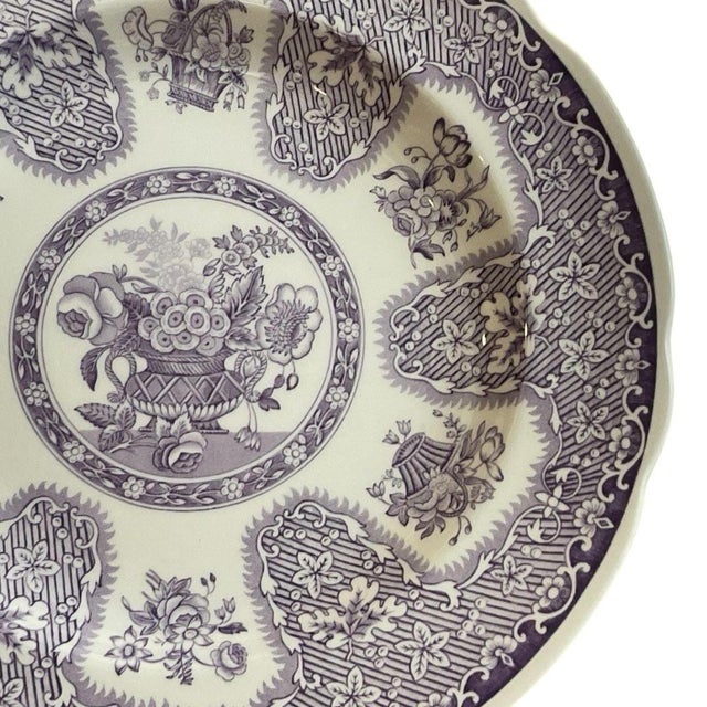 Lavender Vintage 1990s Spode Archive Collection “Filigree” Lavender Transferware Plate 9 1/4in For Sale - Image 8 of 10
