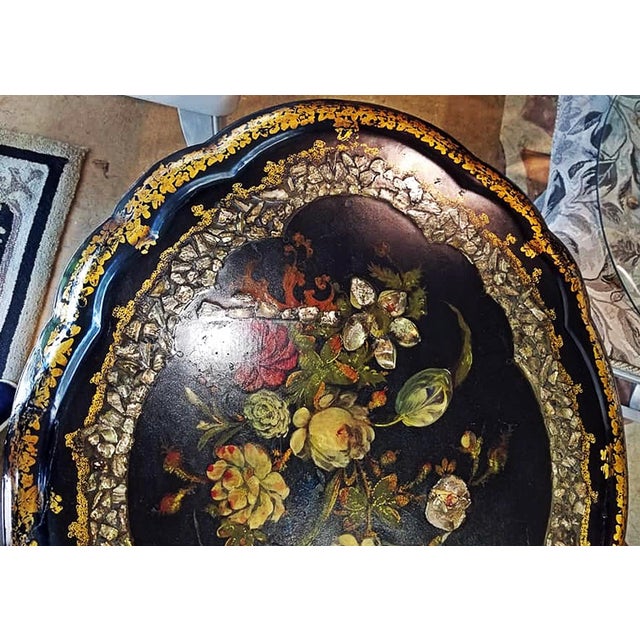 1900 - 1909 1900s Paper Mache' Tilt Top Tea Table For Sale - Image 5 of 8