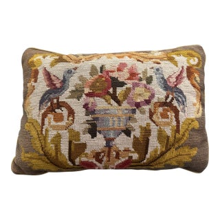 Neoclassical Style Urn and Bird Petit Point Needlepoint Pillow For Sale