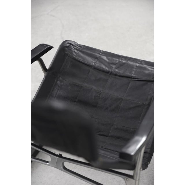 Postmodern Black Leather Rocking Chair by Takeshi Nii, 1950s For Sale - Image 10 of 18