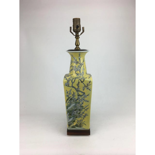 Vintage Peach Blossoms, Branches and Leaves Motif Vase Table Lamp For Sale - Image 4 of 6