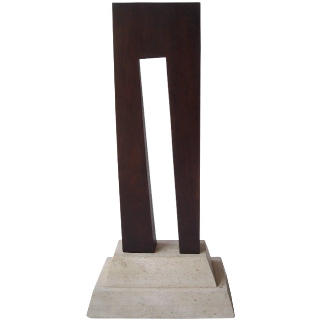 Guy Dill Wood Sculpture With Marble Base Signed and Dated For Sale