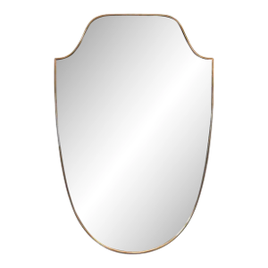 Italian Modern Gio Ponti Style Shield Shaped Wall Mirror of Brass (H 35 1/2 X W 23 1/2)