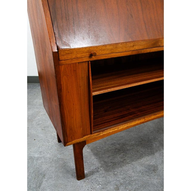 Mid Century Danish Modern Secretary Desk Bureau Denmark Teak Drawer Tambour Door For Sale - Image 11 of 12