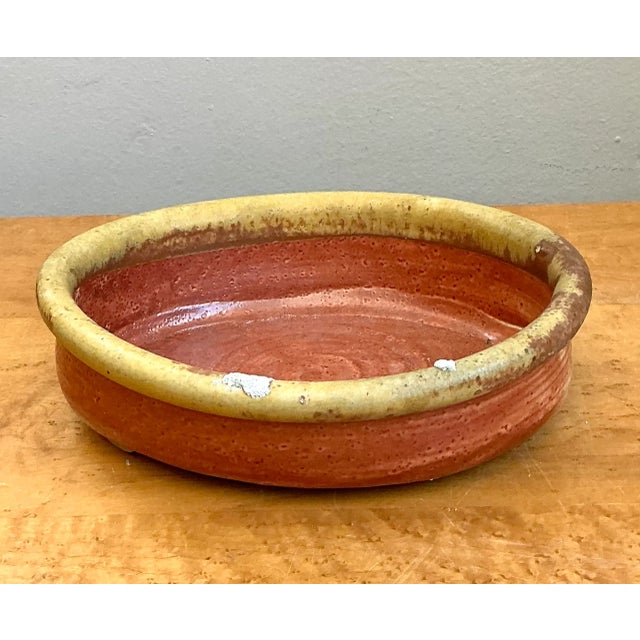 Burnt Orange Vintage Oval Ceramic Pottery Bowl For Sale - Image 8 of 12