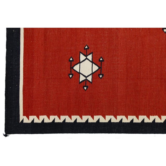 9x12 Modern Navajo Style Flatweave Red Wool Area Rug - Geometric Star & Diamond For Sale - Image 10 of 11