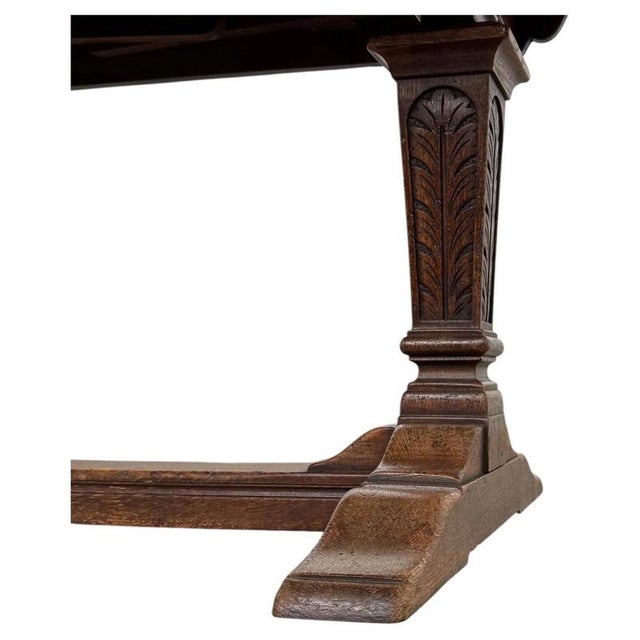 Antique Early 20th Century English Oak Draw-Leaf Refectory Dining Table For Sale - Image 3 of 8