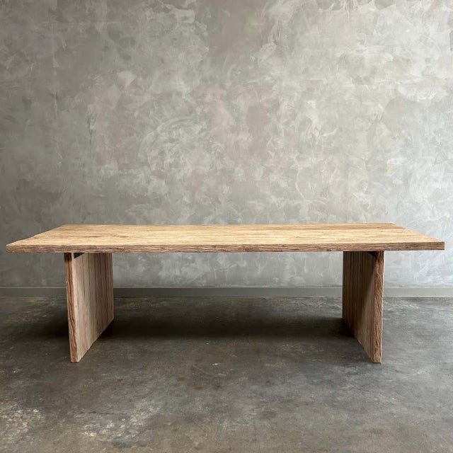 Mid-Century Modern Custom Made Reclaimed Element Elm Wood Dining Table For Sale - Image 3 of 10
