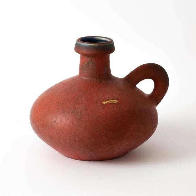 Red Fal Lava Vase by Kurt Tschörner for Otto Keramik, in Very Good conditions. Designed 1960 to 1969 This piece has an...