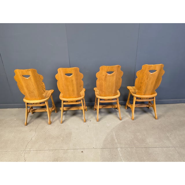 Brown Vintage Rustic Dining Chairs, 1960s, Set of 4 For Sale - Image 8 of 13