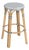 Tobias 30 in. Seat Height Round Rattan Backless Bar Stool, White/Navy Dot / Natural Rattan Frame For Sale