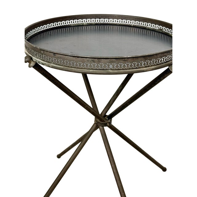 Metal Vintage Italian Style Folding Guéridon Cocktail Tray Table For Sale - Image 7 of 12