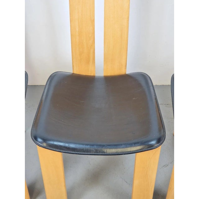 Vintage Beech Wood Leather Dining Chairs by Pietro Costantini for Ello, 1970s, Set of 4 For Sale - Image 6 of 12