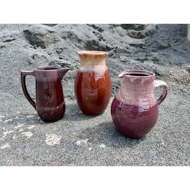 Hand-Thrown Studio Ceramic Vase with Beige Flow Glaze on Reddish-Brown Glossy Glaze, Germany, 1960s For Sale - Image 11 of 15