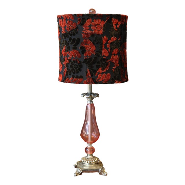 Red Flower Table Lamp For Sale