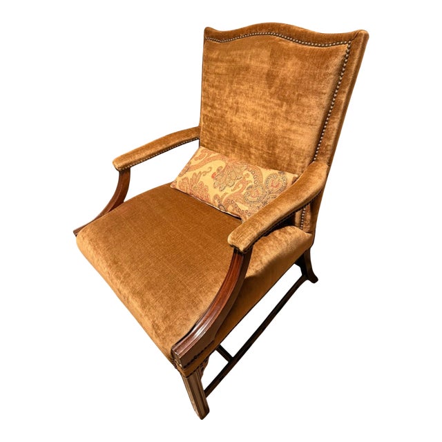 1990s Moss Green Velvet English Edinburgh Traditional Wingback Chairs For Sale