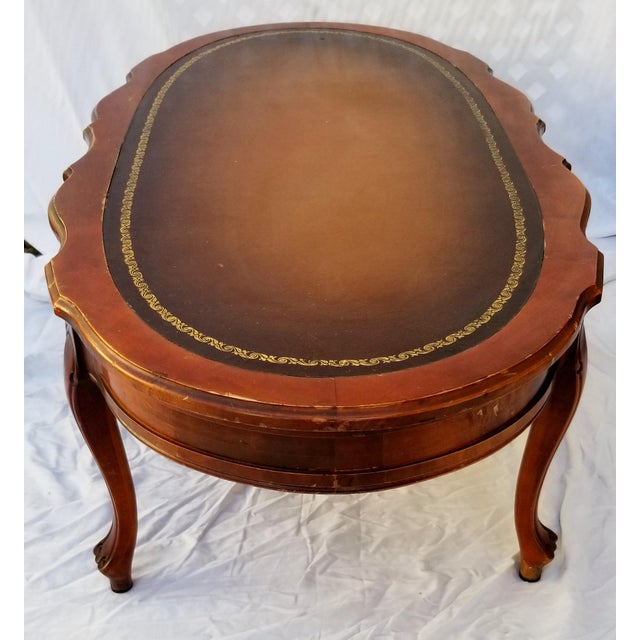 Queen Anne LeatherTop Oval Coffee Table Chairish