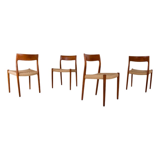 Vintage Chairs in Paper Cord by Niels Otto Møller, 1960s, Set of 4 For Sale