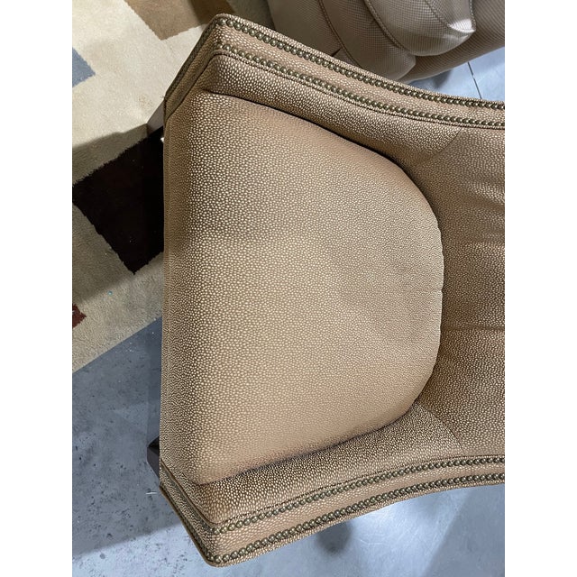 Pair of Modern Tufted Accent Chairs With Nailhead Trim For Sale In New York - Image 6 of 10