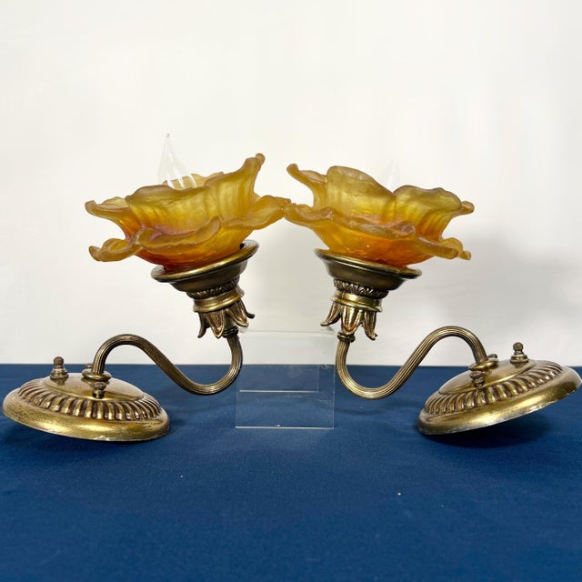 Plastic 1960s Rare Authentic Feldman Lighting Co. Custom Resin & Bronzed Brass Sconces - A Pair For Sale - Image 7 of 16