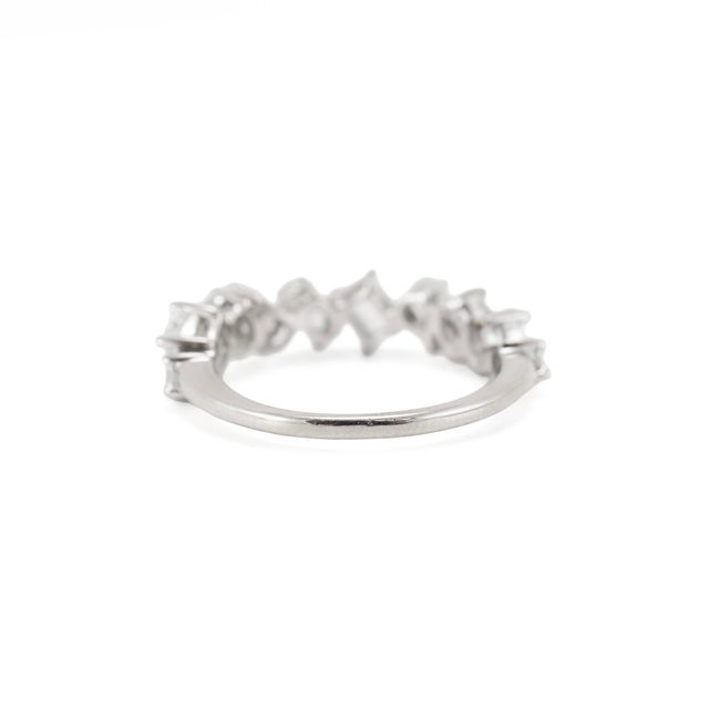 14k White Gold 1.52ctw Staggered Mixed Multi Shape Diamond Eternity Band Ring, Size 6.5 For Sale In Houston - Image 6 of 8
