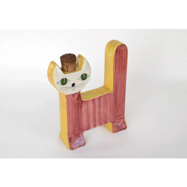 Mid Century Modern Ceramic Cat Sculpture Jar With Cork Stopper For Sale In San Francisco - Image 6 of 10