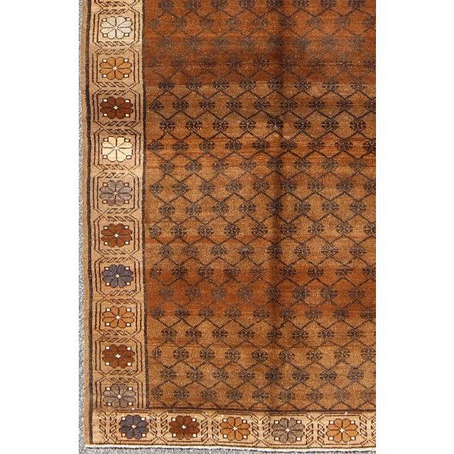 Mid-Century Modern Vintage Turkish Kars Tribal Rug With All-Over Modern Design in Brown Colors For Sale - Image 3 of 9
