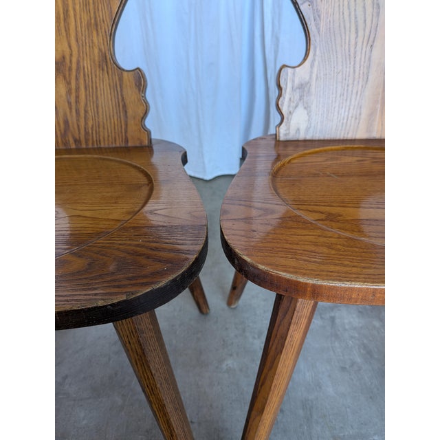 Brown Farmhouse Tyrolean Chairs with Heart Cutout Back, 1970s, Set of 6 For Sale - Image 8 of 18
