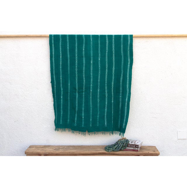 Vintage African Teal Throw For Sale In Los Angeles - Image 6 of 6