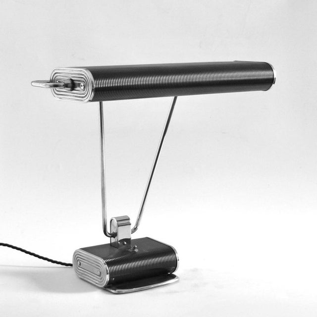 French Art Deco Black and Chrome Table Lamp by Eileen Gray for Jumo, 1940s For Sale - Image 17 of 17
