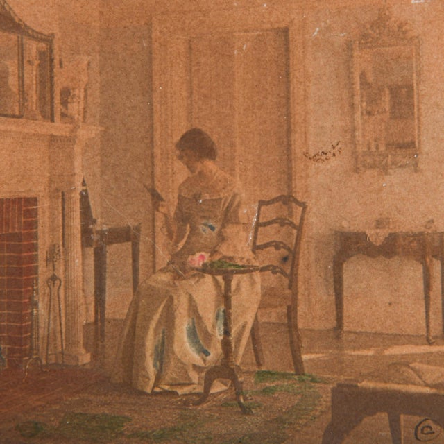 American Framed Signed Wallace Nutting Hand-Colored Print For Sale - Image 3 of 10