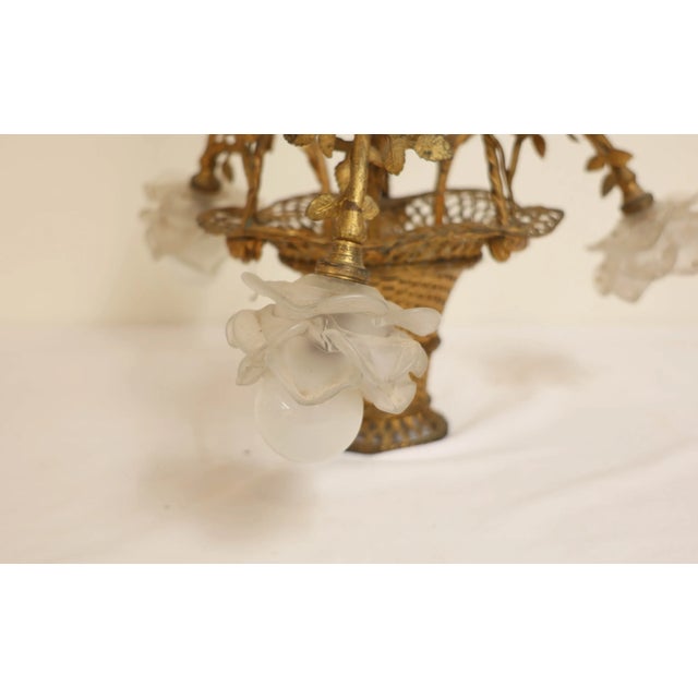 Four-Light Brass and Braided Brass Basket Pendant Light For Sale - Image 3 of 4
