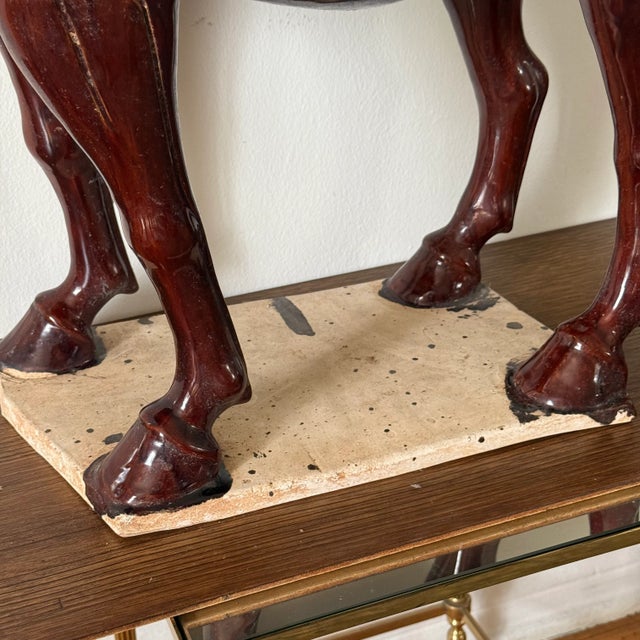 Sculpture Materials Antique Tang Sancai Terracotta Horse in Brown Glaze - Exquisite Form and Detail For Sale - Image 7 of 10