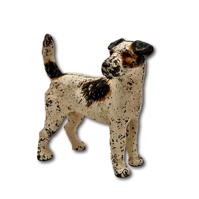 Figurative Vintage 1930s American Hubley Manufacturing Company Cast Iron Fox Terrier Dog Doorstop For Sale - Image 3 of 18