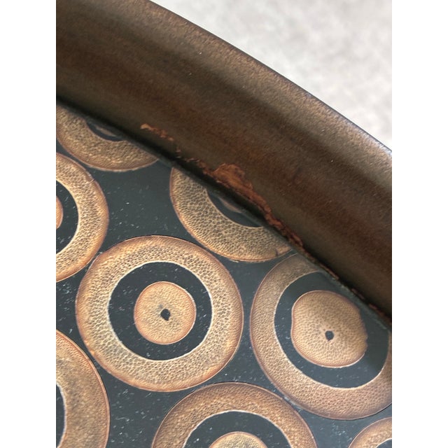 Bronze Late 20th Century Hollywood Regency Round Cocktail Tray Top Accent Table With Faux Bamboo Base For Sale - Image 8 of 9