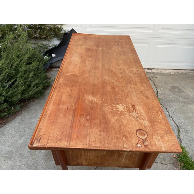 Vintage MCM Danish Teak Floating Desk by Peter Løvig Nielsen Needs Restoration For Sale - Image 11 of 12