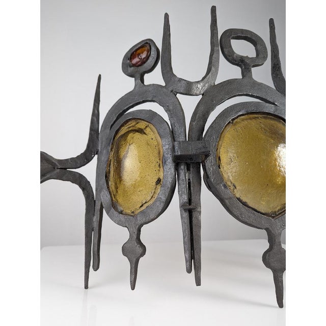 Wrought Iron & Blown Glass Wall Lights, Set of 3 For Sale - Image 5 of 18