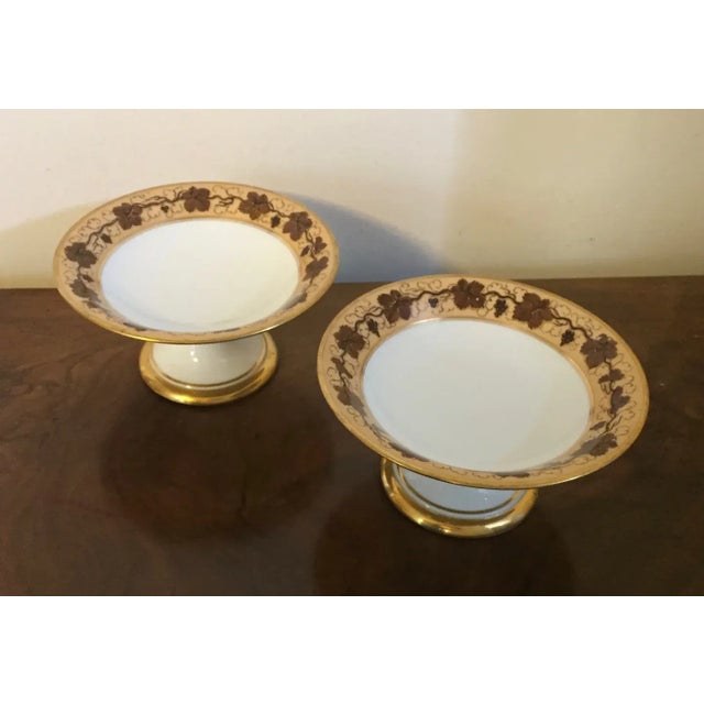 1825 Porcelain Compotes in the Vintage Pattern by Pochet-Deroche - A Pair For Sale - Image 9 of 13