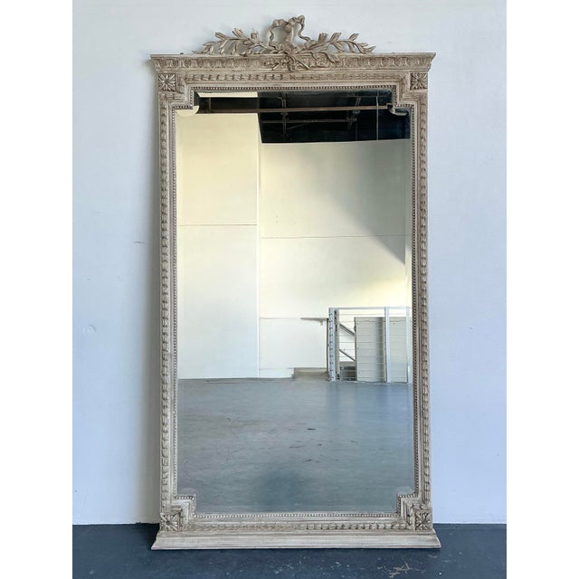 Vintage Monumental Carved Ribbon Floor Mirror For Sale - Image 9 of 12