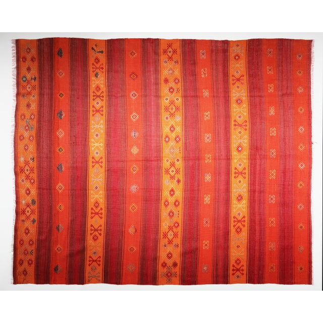 Turkish 1950s Handmade Turkish Square Kilim Rug - 7'8 X 6'2 For Sale - Image 3 of 11