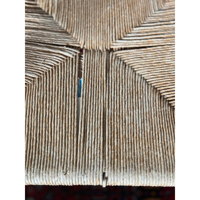 Vintage Tell City/Ethan Allen Style Colonial Early American Ladderback Dining Wooden Armchair, Woven Rush Seat For Sale - Image 10 of 12