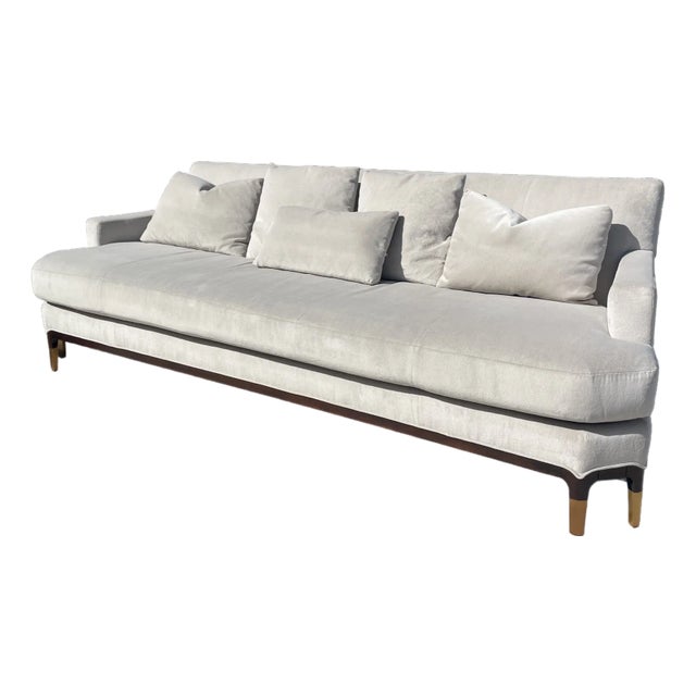 Baker Celestite 100” Sofa, Performance Velvet Upholstery, Unique Double Front Legs For Sale